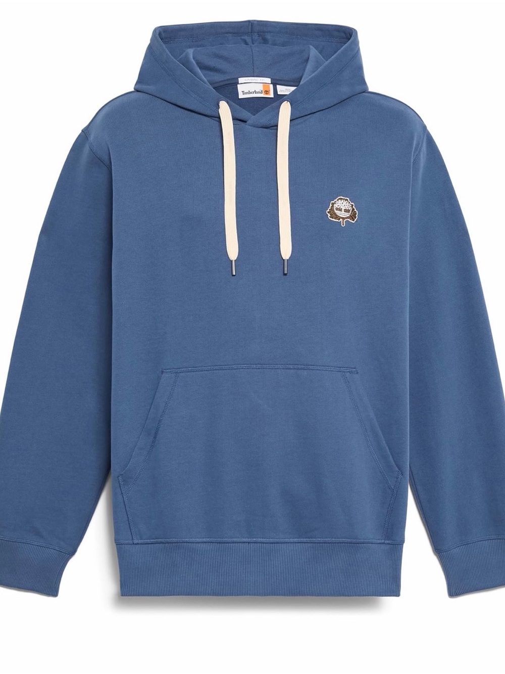 Timberland Men’s Slate Blue Pullover Hoodie with Cream Drawstrings